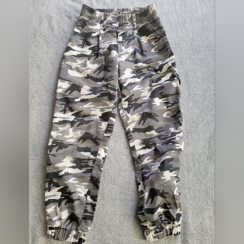 Gray and Black Camouflage Joggers with Urban Style